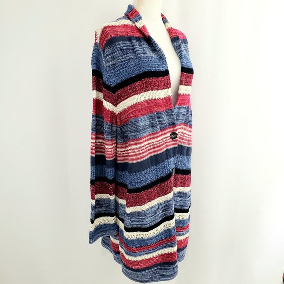 J. Jill NWOT Button-Front Long Cardigan Sweater LARGE Multi-Color Stripe… - Picture 5 of 11